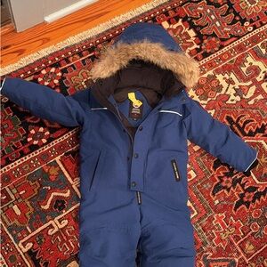 Canada Goose Blue Snowsuit with Fur Trim